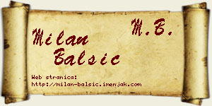 Milan Balšić vizit kartica